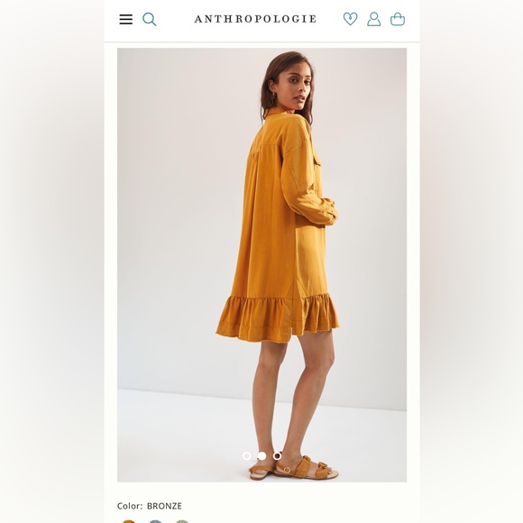 Anthropologie Pilcro Chambray Tunic Dress - Size Small Color Bronze - Picture 5 of 9
